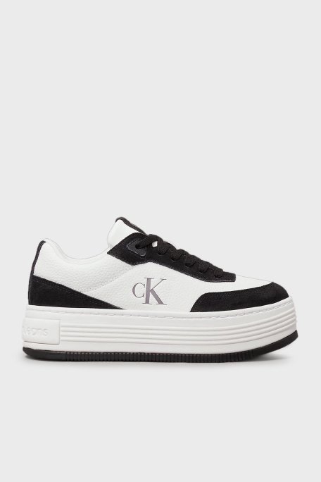 Calvin Klein Logolu Kalın Tabanlı Sneaker YW0YW0179701W Bayan Ayakkabı YW0YW01797 01W BEYAZ-SİYAH - 1