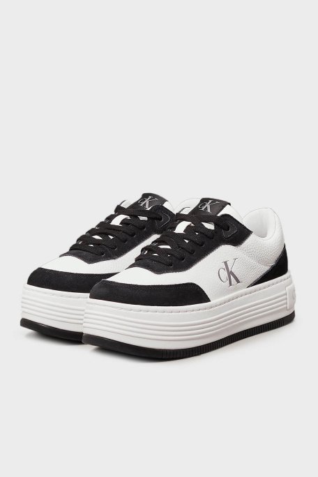 Calvin Klein Logolu Kalın Tabanlı Sneaker YW0YW0179701W Bayan Ayakkabı YW0YW01797 01W BEYAZ-SİYAH - 3
