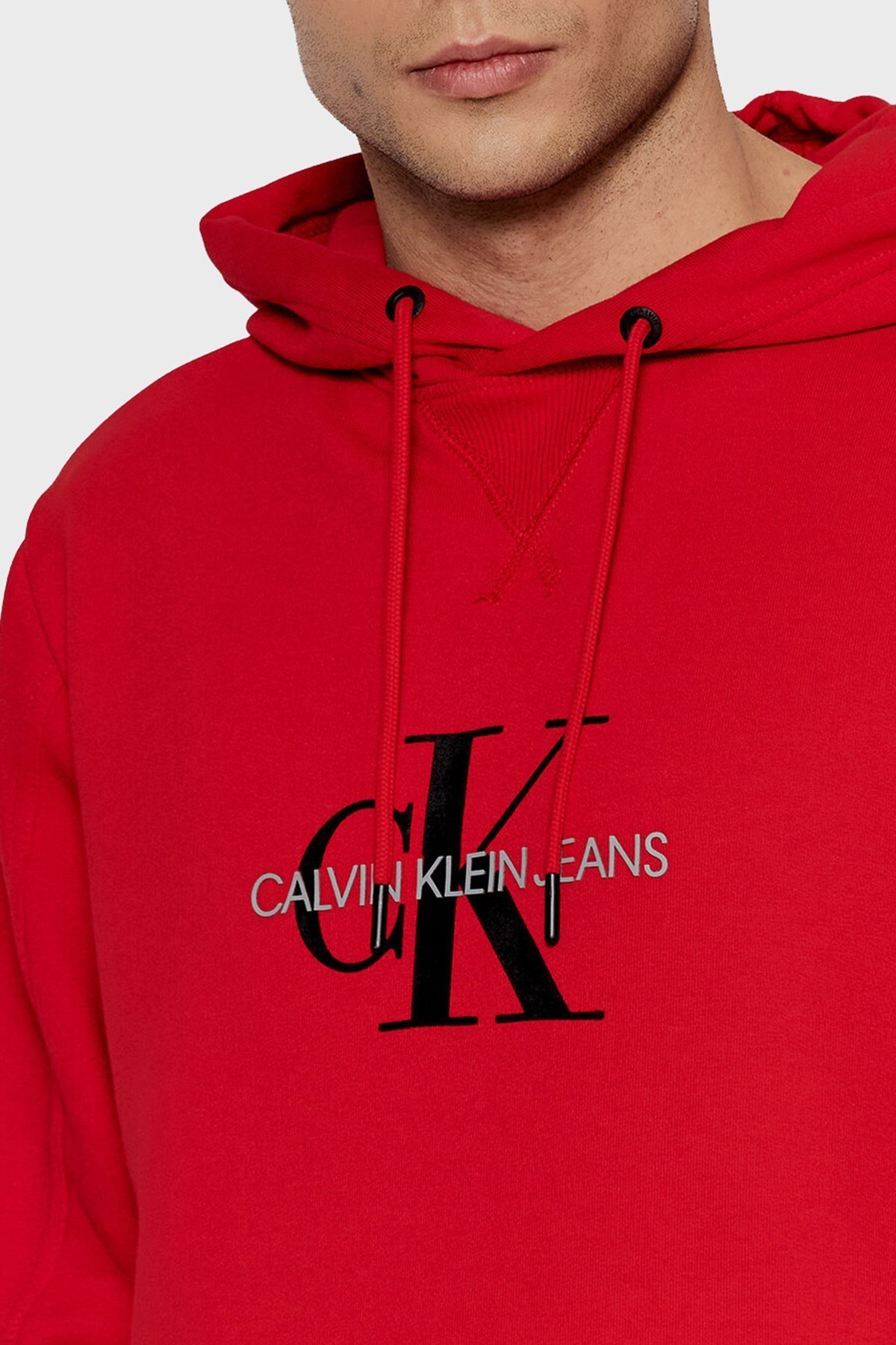 Calvin Klein Logolu Kapüşonlu Kanguru Cepli Regular Fit Erkek Sweat J30J318798 XCF KIRMIZI