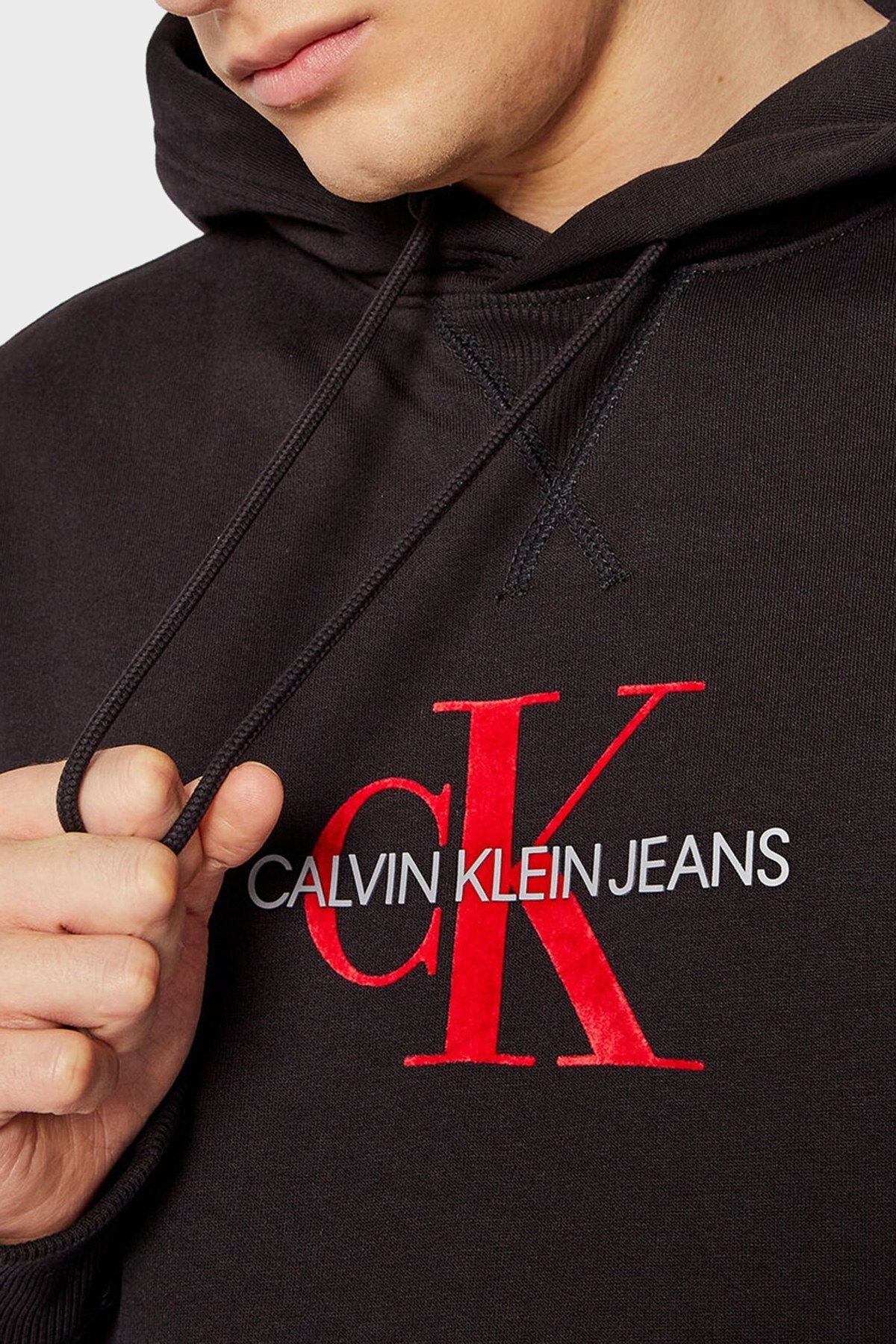 Calvin Klein Logolu Kapüşonlu Kanguru Cepli Regular Fit Pamuklu Erkek Sweat J30J318798 BEH SİYAH