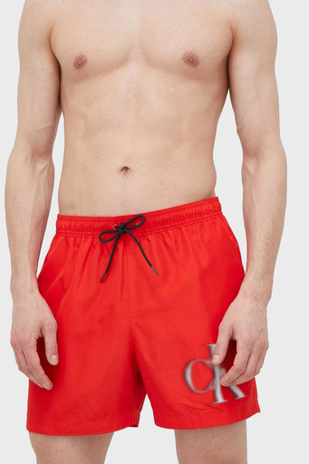 Calvin Klein Logolu Kısa Büzgülü Deniz Şortu Cepli KM0KM00800XNE Erkek Mayo Short KM0KM00800 XNE KIRMIZI - 1