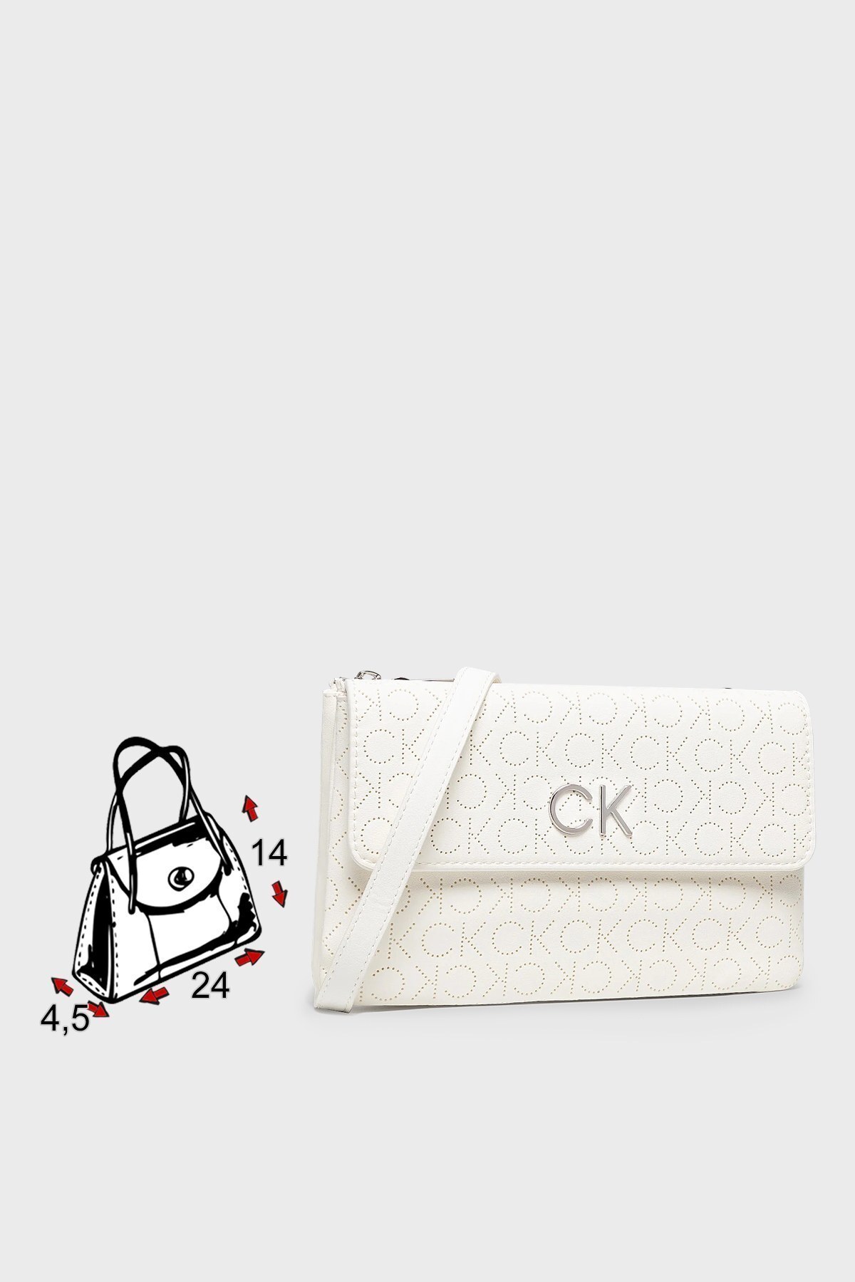 Calvin Klein Logolu Omuz Askılı Bayan Çanta K60K609399 YAF BEYAZ