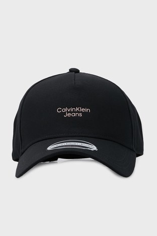 Calvin Klein - Calvin Klein Logolu Organik Pamuklu Bayan Şapka K60K609383 BDS SİYAH