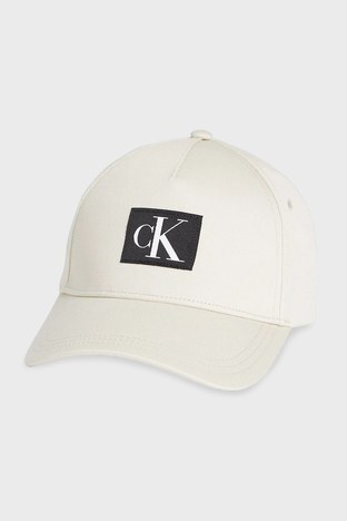 Calvin Klein - Calvin Klein Logolu Organik Pamuklu Bayan Şapka K60K609387 ACF BEJ