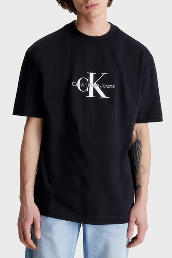 Calvin Klein Logolu Organik Pamuklu Bisiklet Yaka Oversize Erkek T Shirt J30J323307 BEH SİYAH - 1