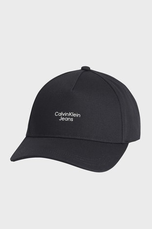 Calvin Klein - Calvin Klein Logolu Organik Pamuklu Erkek Şapka K50K508974 BDS SİYAH