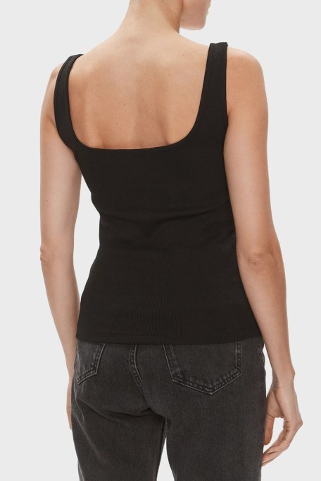 Calvin Klein Logolu Pamuk Karışımlı Relaxed Fit Kare Yaka J20J223192BEH Bayan Top J20J223192 BEH SİYAH - 3