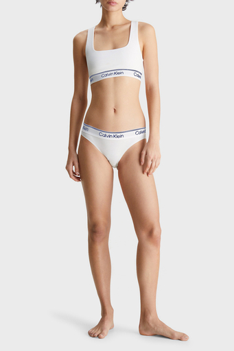 Calvin Klein Logolu Pamuk Karışımlı Serin ve Kuru Tutan Esnek Spor Bayan Sütyen 000QF7185E 100 BEYAZ - 4