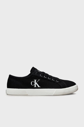 Calvin Klein Logolu Pamuk Karışımlı Sneaker YW0YW017620GM Bayan Ayakkabı YW0YW01762 0GM SİYAH-BEYAZ - 1