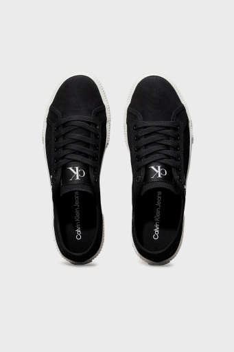 Calvin Klein Logolu Pamuk Karışımlı Sneaker YW0YW017620GM Bayan Ayakkabı YW0YW01762 0GM SİYAH-BEYAZ - 4
