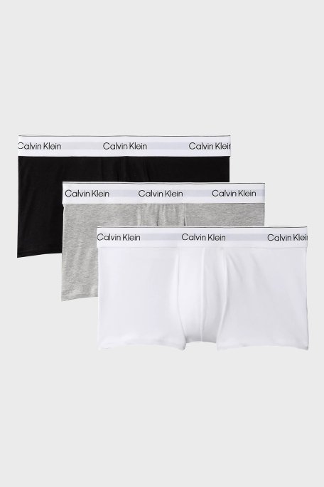 Calvin Klein Logolu Pamuklu 3 Pack LV00NB4389MP1 Erkek Boxer LV00NB4389 MP1 SİYAH-BEYAZ-GRİ - 1