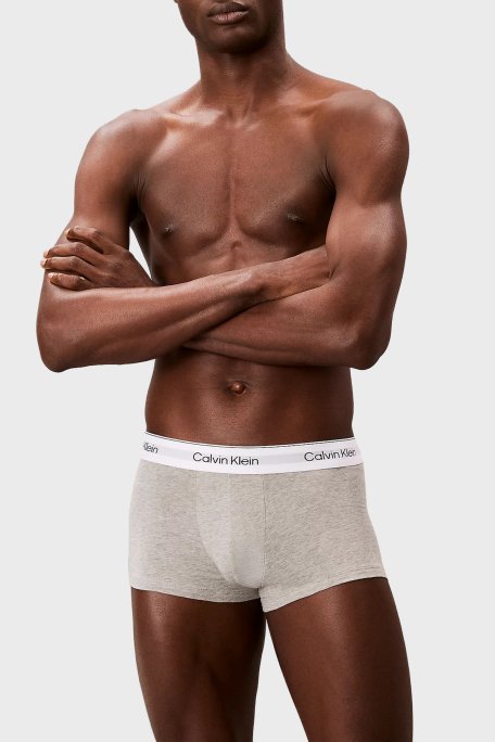 Calvin Klein Logolu Pamuklu 3 Pack LV00NB4389MP1 Erkek Boxer LV00NB4389 MP1 SİYAH-BEYAZ-GRİ - 2