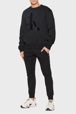 Calvin Klein - Calvin Klein Logolu Pamuklu Belden Bağlamalı Jogger Erkek Pantolon J30J319652 BEH SİYAH