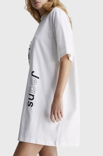 Calvin Klein Logolu Pamuklu Boyfriend Mini J20J223042YAF Bayan Elbise J20J223042 YAF BEYAZ - 3