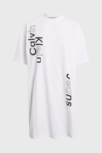 Calvin Klein Logolu Pamuklu Boyfriend Mini J20J223042YAF Bayan Elbise J20J223042 YAF BEYAZ - 5