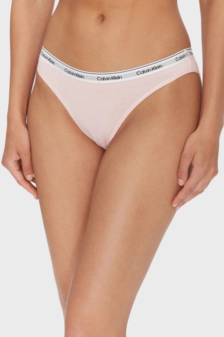 Calvin Klein Logolu Pamuklu Düşük Bel 3 Pack 000QD5207EWAB Bayan Külot 000QD5207E WAB Yeşil-Gri-Pembe - 5