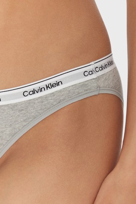 Calvin Klein Logolu Pamuklu Düşük Bel 3 Pack 000QD5207EWAB Bayan Külot 000QD5207E WAB Yeşil-Gri-Pembe - 6