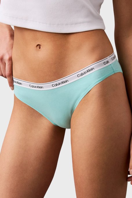 Calvin Klein Logolu Pamuklu Düşük Bel 3 Pack 000QD5207EWAC Bayan Külot 000QD5207E WAC Siyah-Beyaz-Açık Mavi - 2