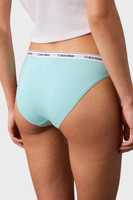 Calvin Klein Logolu Pamuklu Düşük Bel 3 Pack 000QD5207EWAC Bayan Külot 000QD5207E WAC Siyah-Beyaz-Açık Mavi - 4