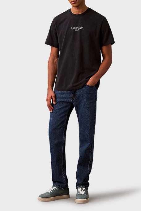 Calvin Klein Logolu Pamuklu Regular Fit Bisiklet Yaka LV04RB824GCJM Erkek T Shirt LV04RB824G CJM LACİVERT - 2