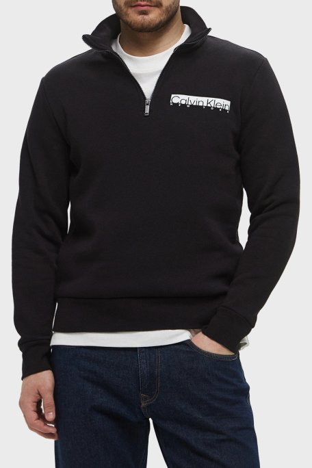 Calvin Klein Logolu Pamuklu Regular Fit Dik Yaka K10K113772BEH Erkek Sweat K10K113772 BEH SİYAH - 1