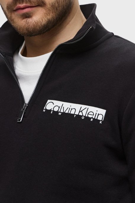 Calvin Klein Logolu Pamuklu Regular Fit Dik Yaka K10K113772BEH Erkek Sweat K10K113772 BEH SİYAH - 4