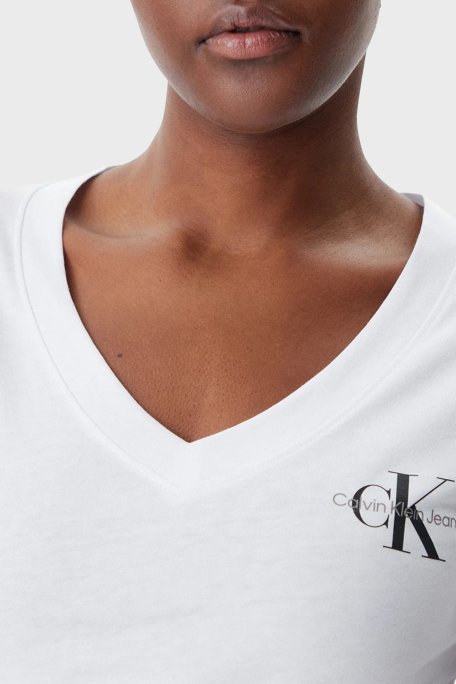Calvin Klein Logolu Pamuklu V Yaka Regular Fit 2 Pack J20J223447YAA Bayan T Shirt J20J223447 YAA BEYAZ - 4
