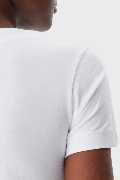 Calvin Klein Logolu Pamuklu V Yaka Regular Fit 2 Pack J20J223447YAA Bayan T Shirt J20J223447 YAA BEYAZ - 5