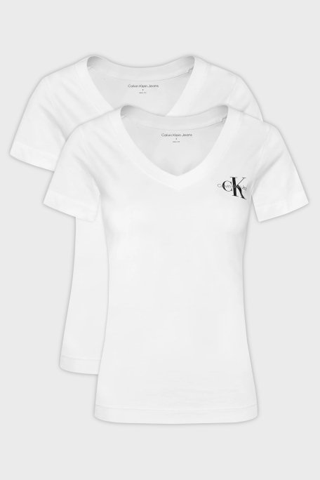Calvin Klein Logolu Pamuklu V Yaka Regular Fit 2 Pack J20J223447YAA Bayan T Shirt J20J223447 YAA BEYAZ - 6