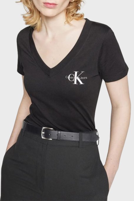 Calvin Klein Logolu Pamuklu V Yaka Relaxed Fit 2 Pack J20J223447BEH Bayan T Shirt J20J223447 BEH SİYAH-BEYAZ - 3