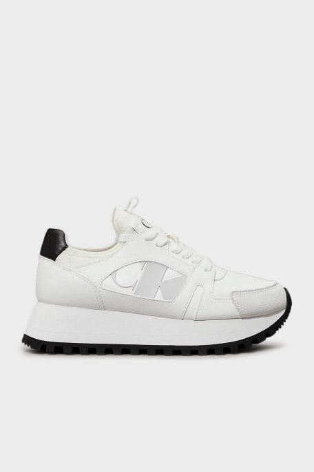 Calvin Klein Logolu Platform Taban Sneaker YW0YW0164201W Bayan Ayakkabı YW0YW01642 01W BEYAZ-SİYAH - 1