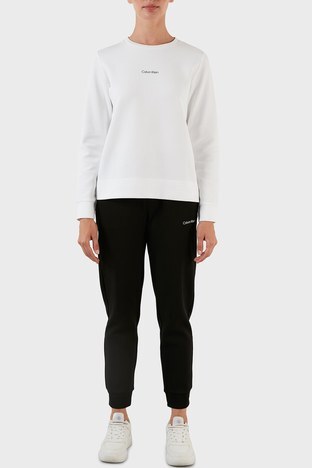 Calvin Klein - Calvin Klein Logolu Regular Fit Belden Bağlamalı Pamuklu Jogger Bayan Pantolon K20K204424 BEH SİYAH