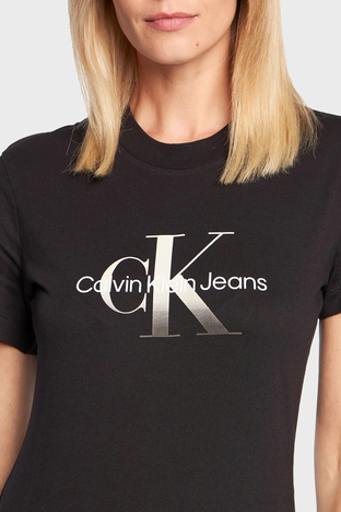 Calvin Klein - Calvin Klein Logolu Regular Fit Bisiklet Yaka % 100 Pamuk Bayan T Shirt J20J219797 BEH SİYAH (1)