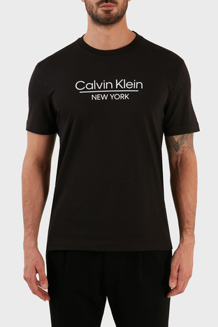Calvin Klein - Calvin Klein Logolu Regular Fit Bisiklet Yaka % 100 Pamuk Erkek T Shirt K10K110793 BEH SİYAH