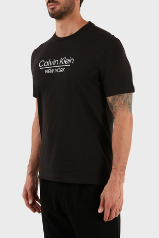 Calvin Klein - Calvin Klein Logolu Regular Fit Bisiklet Yaka % 100 Pamuk Erkek T Shirt K10K110793 BEH SİYAH (1)