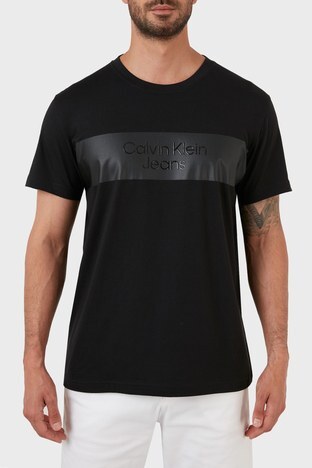 Calvin Klein - Calvin Klein Logolu Regular Fit Bisiklet Yaka % 100 Pamuklu Erkek T Shirt J30J320183 BEH SİYAH