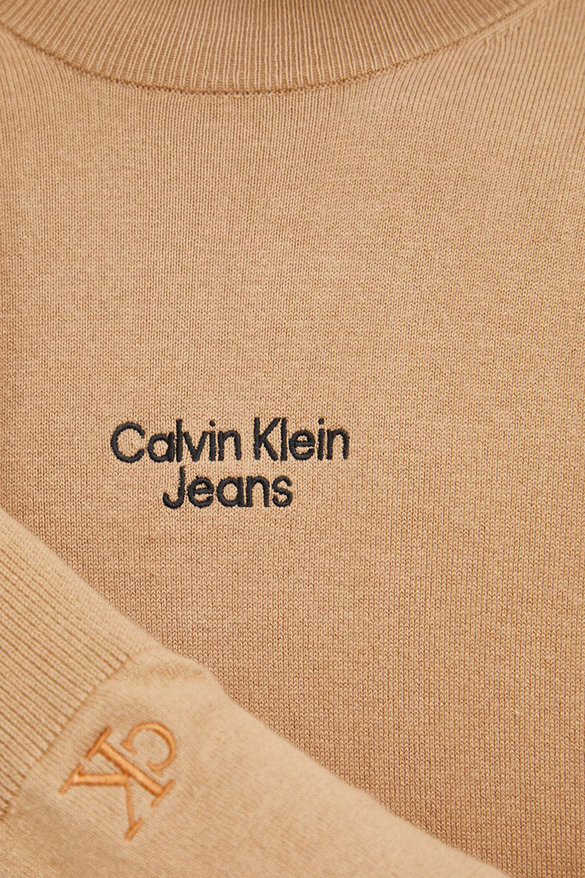 Calvin Klein Logolu Regular Fit Bisiklet Yaka Pamuklu Erkek Kazak J30J320618 GV7 KAHVE