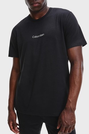 Calvin Klein - Calvin Klein Logolu Regular Fit Bisiklet Yaka Pamuklu Erkek T Shirt 000NM2170E UB1 SİYAH