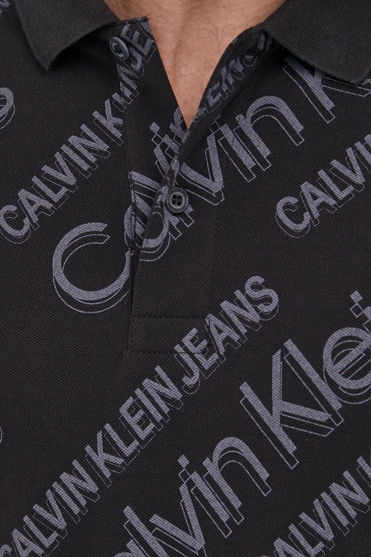 Calvin Klein Logolu Regular Fit Düğmeli Pamuklu T Shirt Erkek Polo J30J319673 0GJ SİYAH