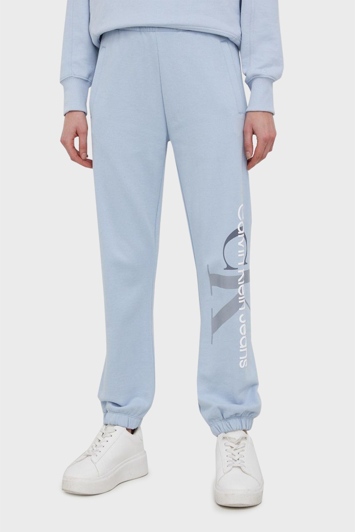 Calvin Klein Logolu Regular Fit Elastik Bel % 100 Pamuk Bayan Pantolon J20J217786 C1U MAVİ
