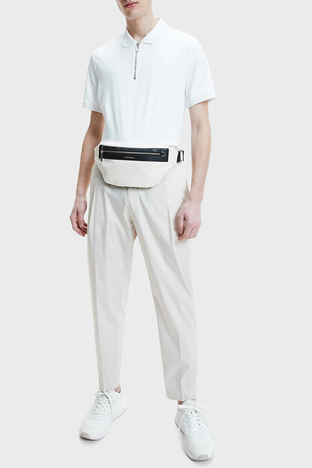 Calvin Klein - Calvin Klein Logolu Regular Fit Femuarlı Pamuklu T Shirt Erkek Polo K10K108735 YAF BEYAZ (1)