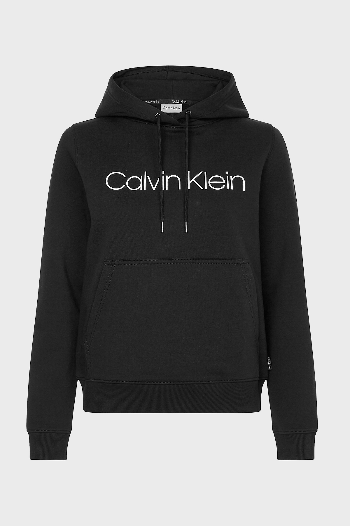 Calvin Klein Logolu Regular Fit Kapüşonlu Kanguru Cepli % 100 Pamuk Bayan Sweat K20K202687 BEH SİYAH