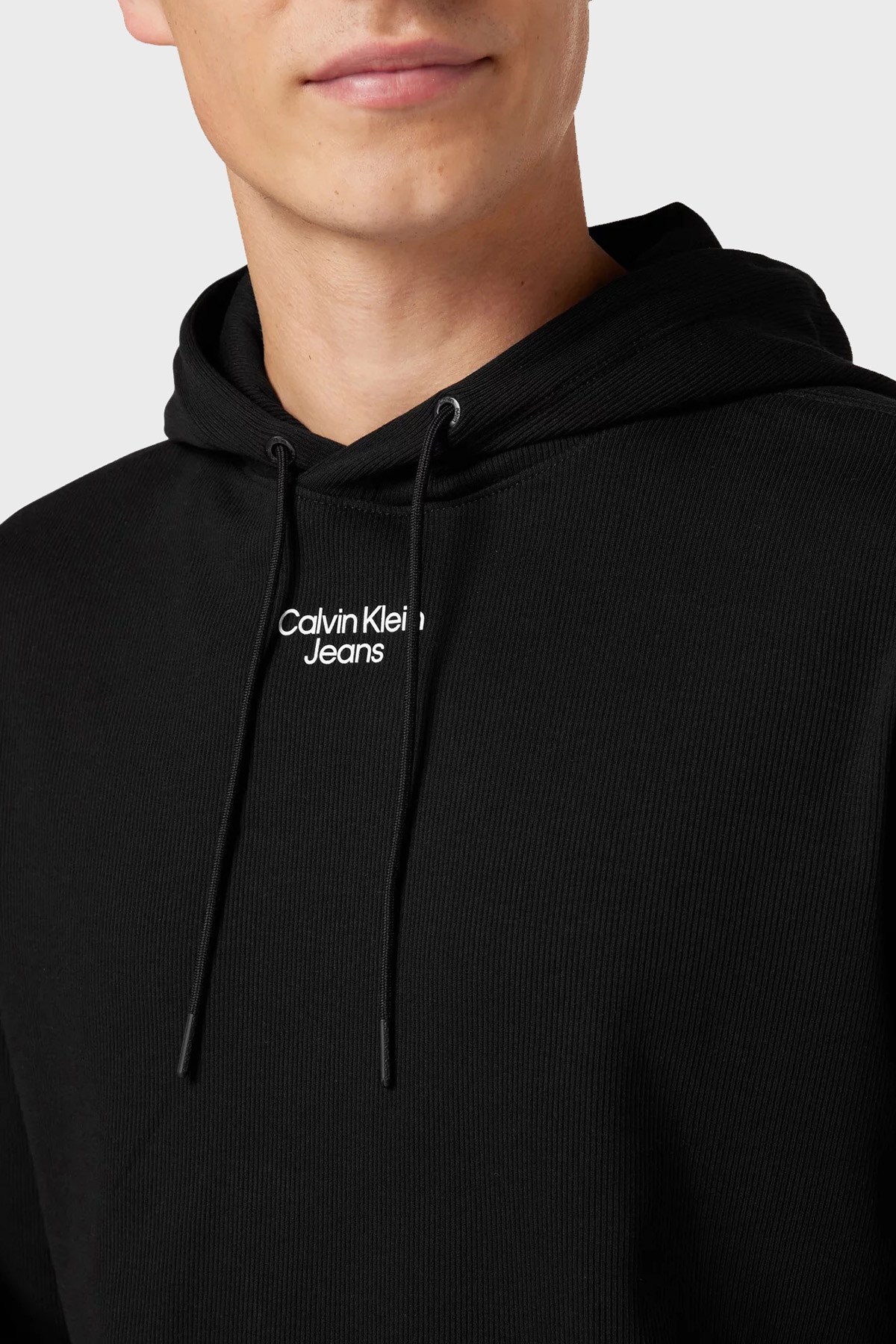 Calvin Klein Logolu Regular Fit Kapüşonlu Pamuklu Erkek Sweat J30J321603 BEH SİYAH