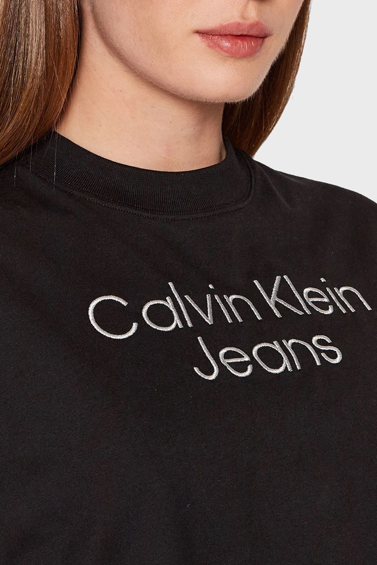 Calvin Klein Logolu Relaxed Fit Bisiklet Yaka % 100 Pamuk Bayan T Shirt J20J218260 BEH SİYAH