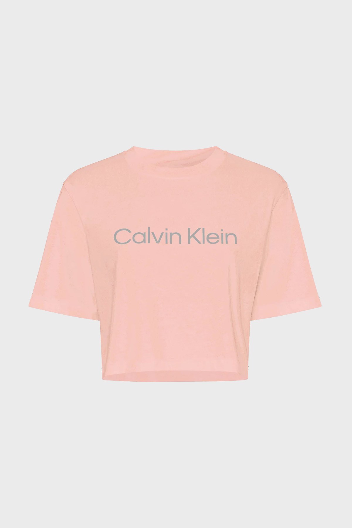 Calvin Klein Logolu Relaxed Fit Bisiklet Yaka Pamuklu Crop Bayan T Shirt 00GWS2K187 T34 YAVRUAĞZI