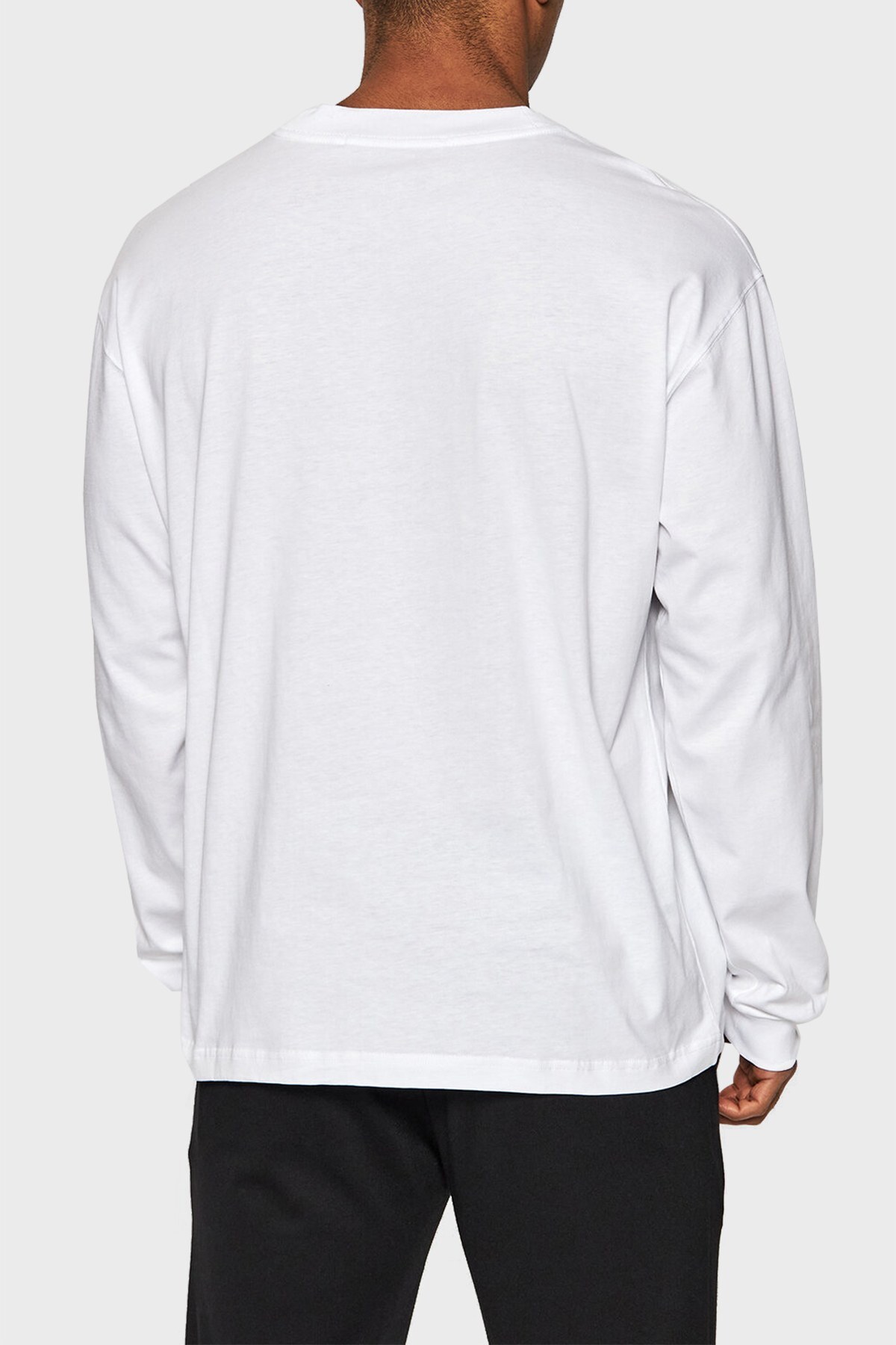 Calvin Klein Logolu Relaxed Fit Uzun Kollu % 100 Pamuk Erkek T Shirt J30J319718 YAF BEYAZ