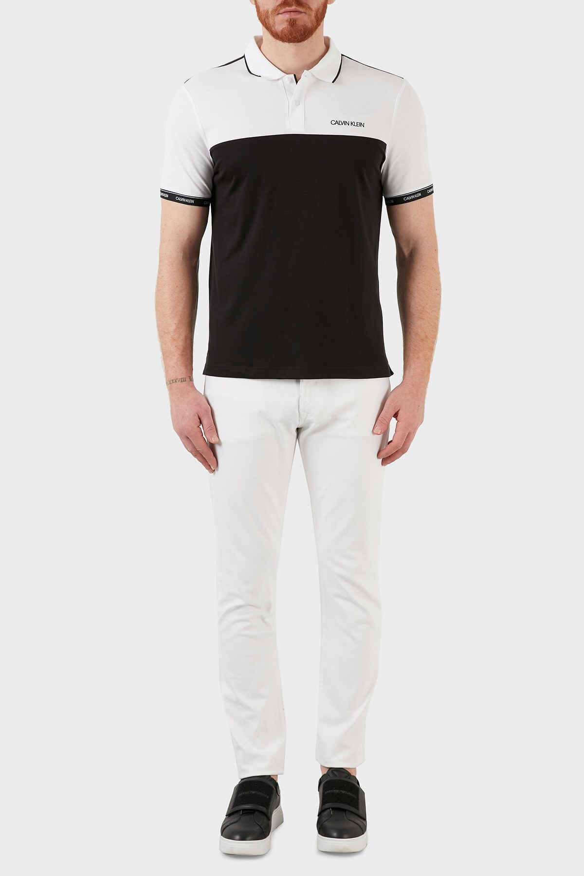 Calvin Klein Logolu Slim Fit % 100 Pamuk Düğmeli T Shirt Erkek Polo K10K107254 0XP SİYAH