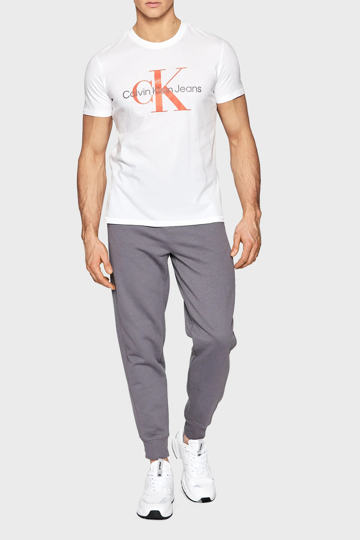 Calvin Klein Logolu Slim Fit Bisiklet Yaka % 100 Pamuk Erkek T Shirt J30J320806 0K5 BEYAZ