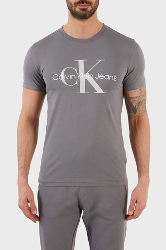 Calvin Klein Logolu Slim Fit Bisiklet Yaka % 100 Pamuk Erkek T Shirt J30J320806 PTP GRİ