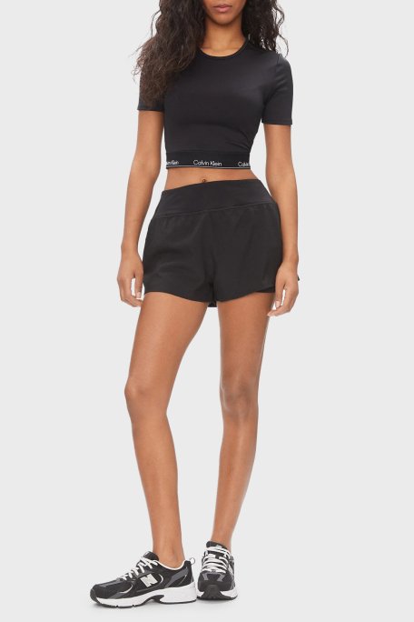 Calvin Klein Logolu Slim Fit Bisiklet Yaka Crop LVGWS5K144UB1 Bayan T Shirt LVGWS5K144 UB1 SİYAH - 2